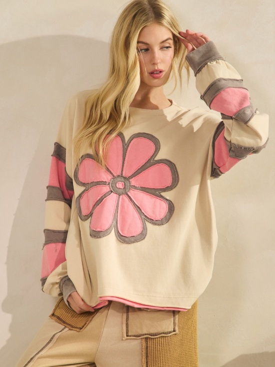 Sage + Fig Tops - #1066 GROOVY BLOOM PULLOVER